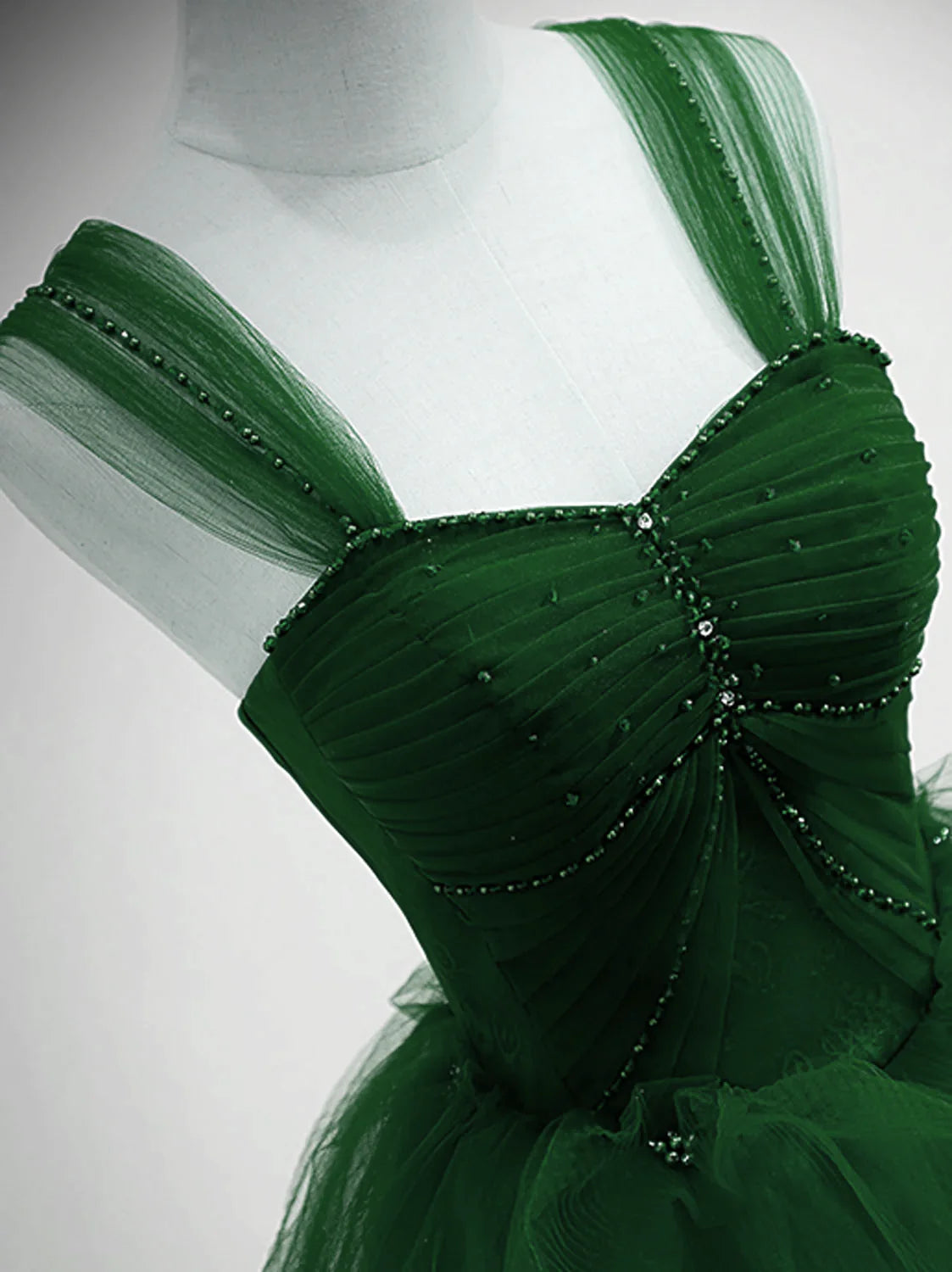 Green Sweetheart Lovely Off Shoulder Party Dress, Green Tulle Long Sweet 16 Dress TP1197