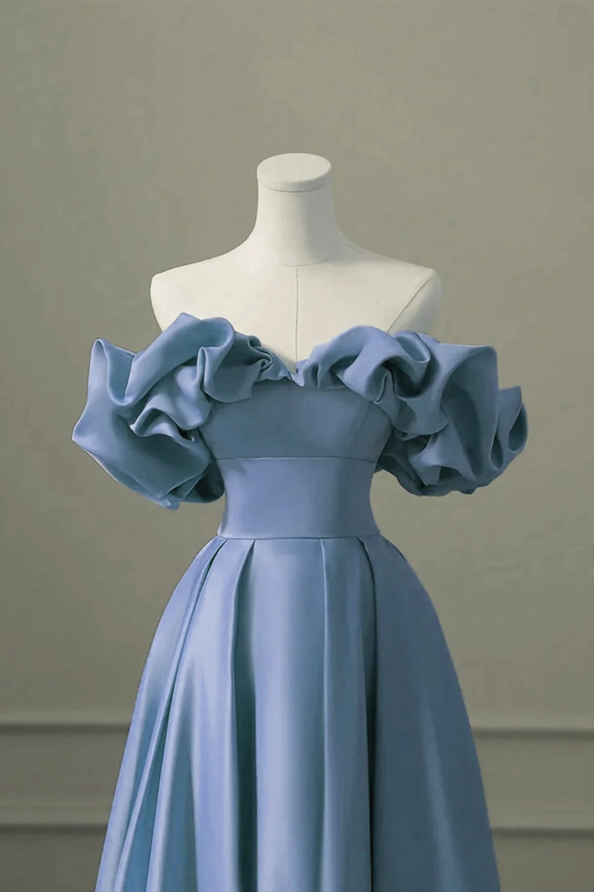 Off Shoulder Satin A-line Long Party Dress, Simple Pretty Floor Length Prom Dress TP1216
