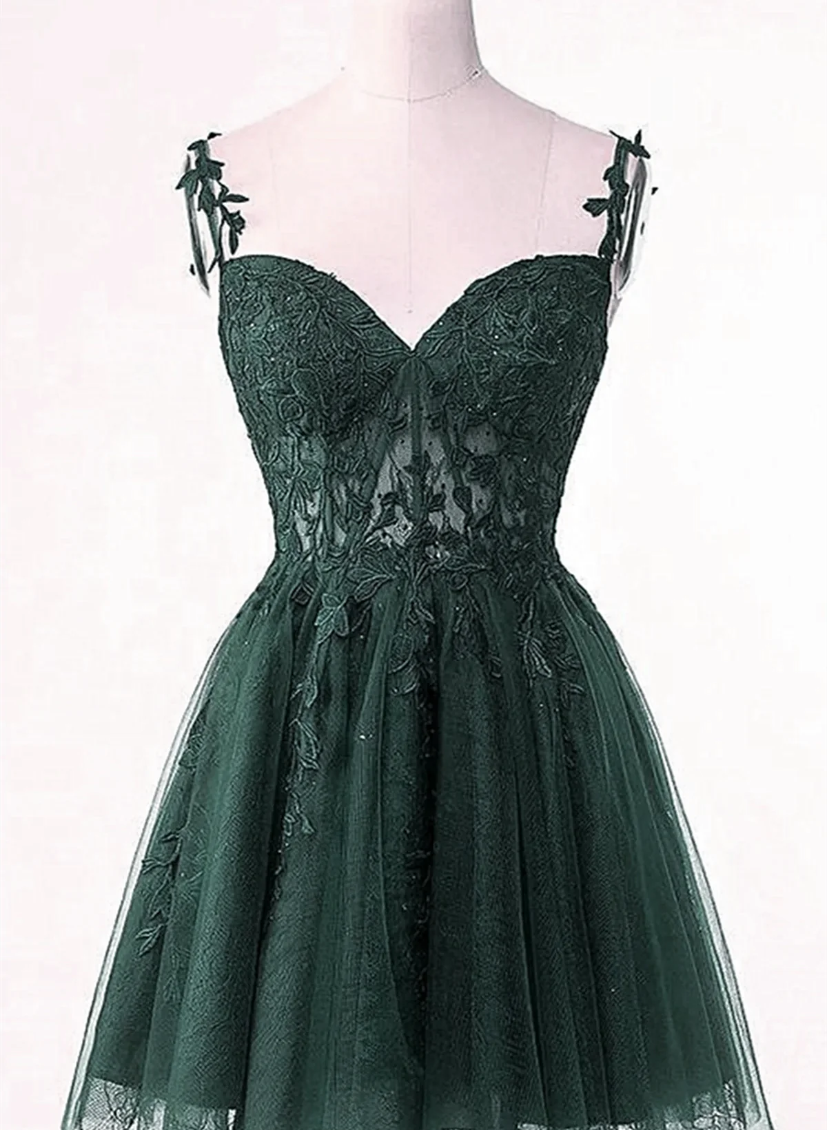 Green Tulle Short Party Dress Homecoming Dress, Green Tulle with Lace Prom Dress TP1218