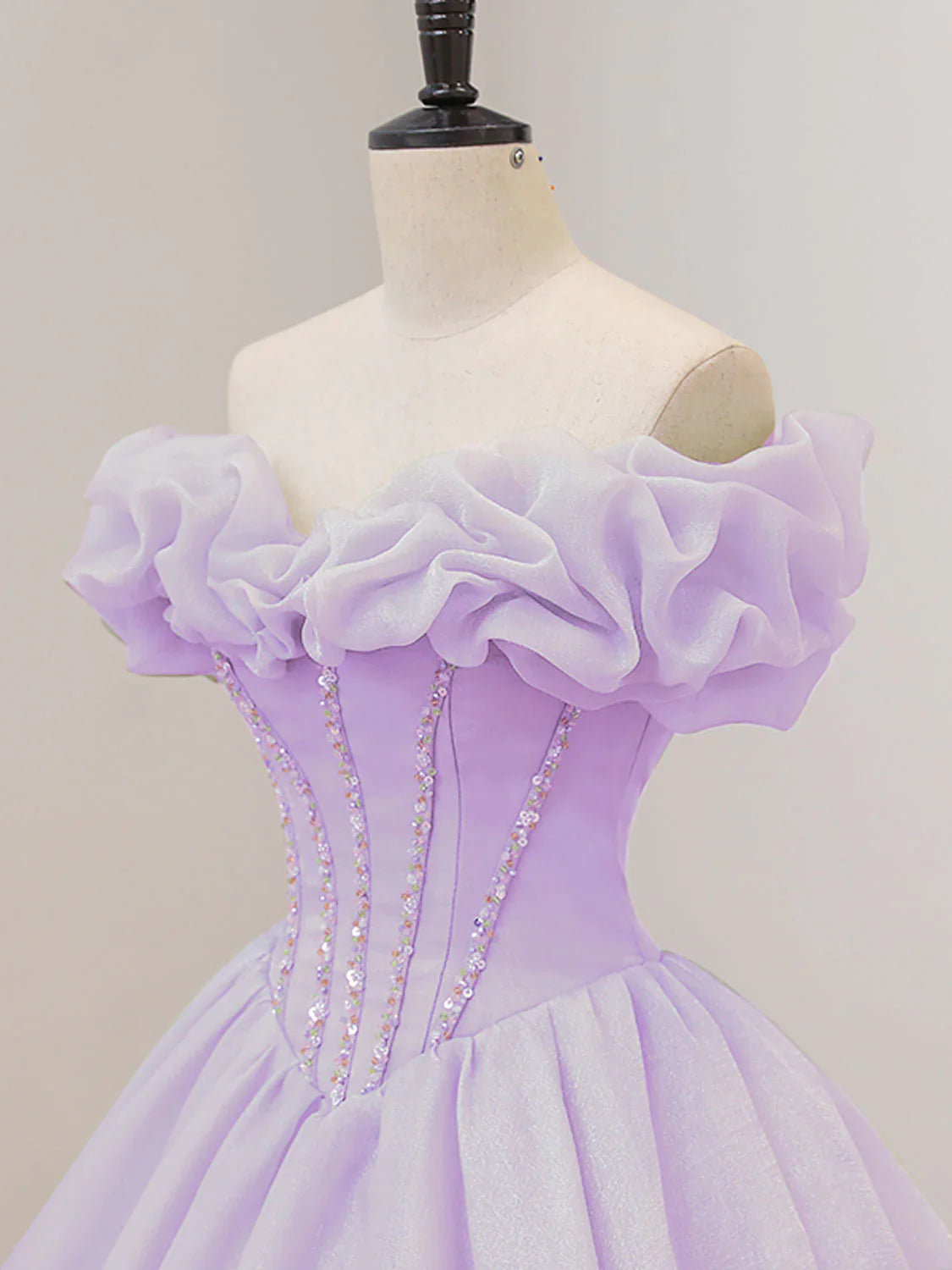Lovely Off Shoulder Sweetheart Lavender Long Party Dress, Ball Gown Sweet 16 Dress TP1229
