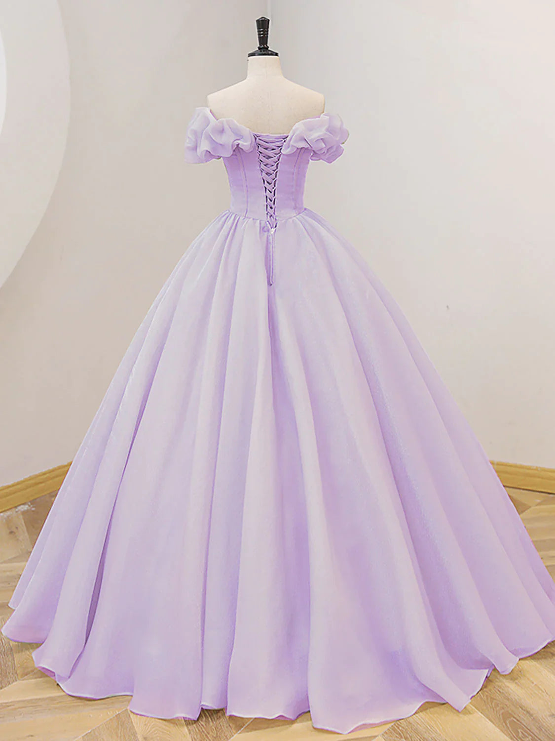 Lovely Off Shoulder Sweetheart Lavender Long Party Dress, Ball Gown Sweet 16 Dress TP1229