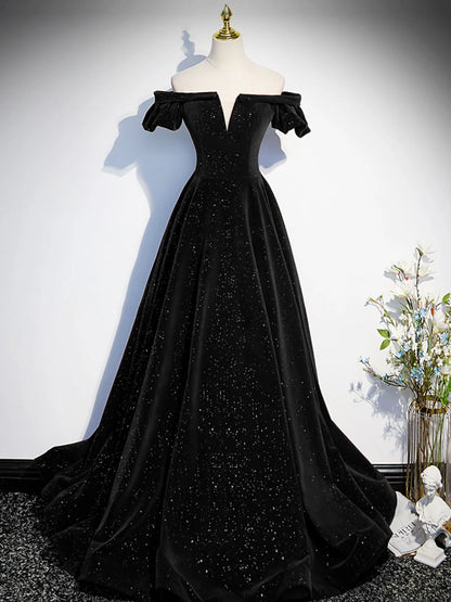 Green Off Shoulder A-line Floor Length Party Dress, Green Long Formal Dress Prom Dress TP1253