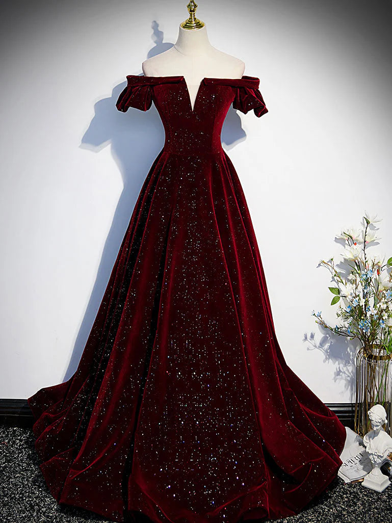 Green Off Shoulder A-line Floor Length Party Dress, Green Long Formal Dress Prom Dress TP1253