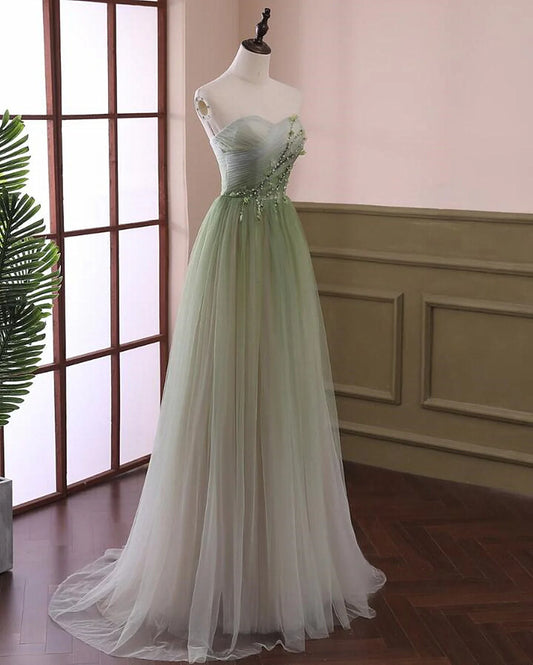 Beautiful Light Green Tulle A-line Formal Dress, Green Party Dress Prom Dress TP1329