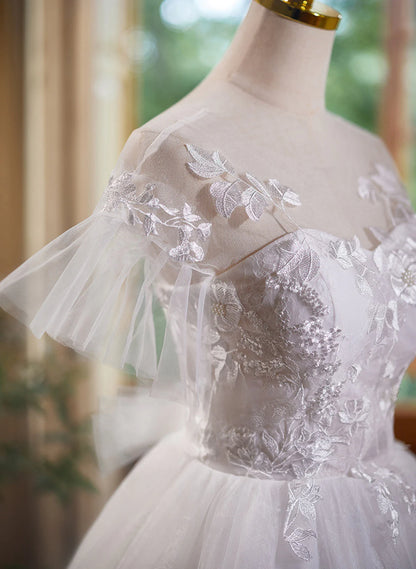 Cute White Tulle with Lace Short Party Dress, White Graduation Dress TP1331