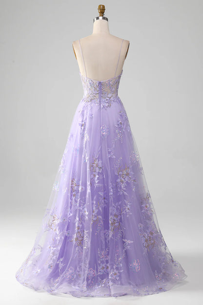 A-Line Sequins Prom Dress with Embroidery TP1374