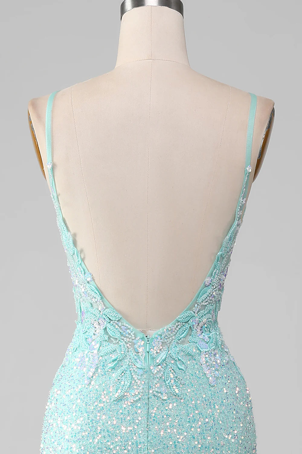 Sequins Light Green Sparkly Mermaid Prom Dress with Slit TP1386