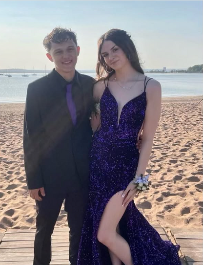 Deep V Neck Mermaid Backless Prom Dresses, Open Back Mermaid Formal Evening Dresses TP14