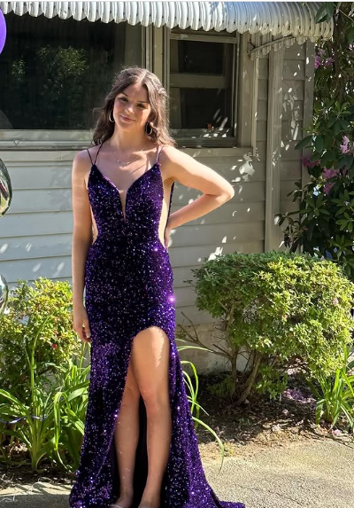 Deep V Neck Mermaid Backless Prom Dresses, Open Back Mermaid Formal Evening Dresses TP14