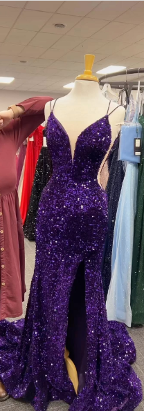 Deep V Neck Mermaid Backless Prom Dresses, Open Back Mermaid Formal Evening Dresses TP14