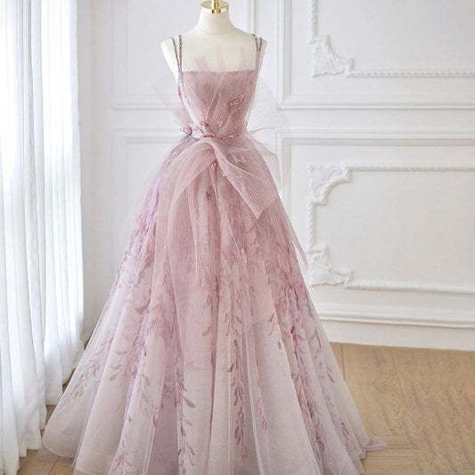 Spaghetti Straps Backless Formal Prom Dresses for Wedding Party   TP1484