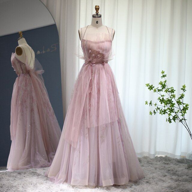Spaghetti Straps Backless Formal Prom Dresses for Wedding Party   TP1484