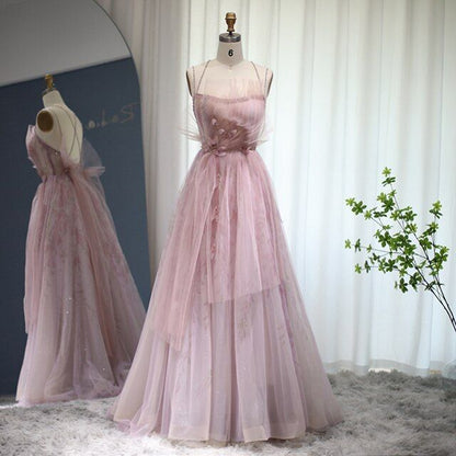 Spaghetti Straps Backless Formal Prom Dresses for Wedding Party   TP1484
