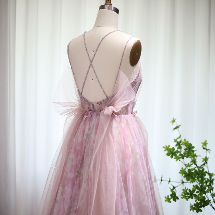 Spaghetti Straps Backless Formal Prom Dresses for Wedding Party   TP1484