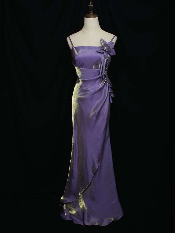 Purple Vintage Floral Embellished Sheath Gown Evening Dress TP1586
