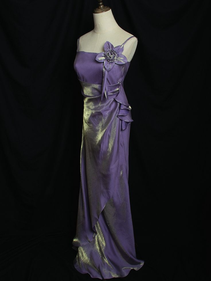Purple Vintage Floral Embellished Sheath Gown Evening Dress TP1586