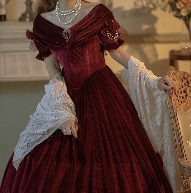 Burgundy A-Line V-Neck Velvet Vintage Long Prom Dresses TP1598