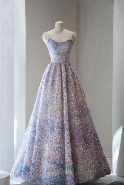 Special Purple A-Line Spaghetti Strap Long Prom Dresses TP1668