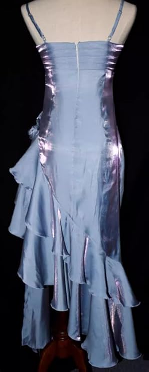 Sky Blue Halter Vintage Asymmetric Hem Long Prom Dresses TP1677