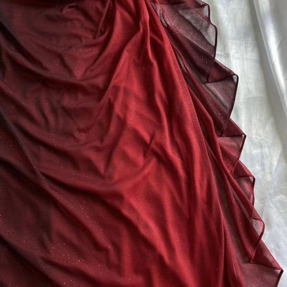 Burgundy A-Line Halter Mixed Color Chiffon Long Prom Dresses TP1679