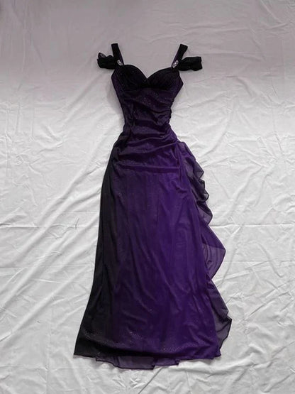 Burgundy A-Line Halter Mixed Color Chiffon Long Prom Dresses TP1679