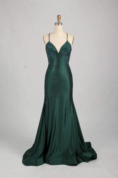 Navy Blue Mermaid Neckline Sequins Sexy Long Prom Dresses Birthday Dresses TP1725