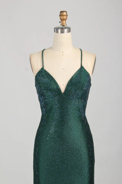 Navy Blue Mermaid Neckline Sequins Sexy Long Prom Dresses Birthday Dresses TP1725