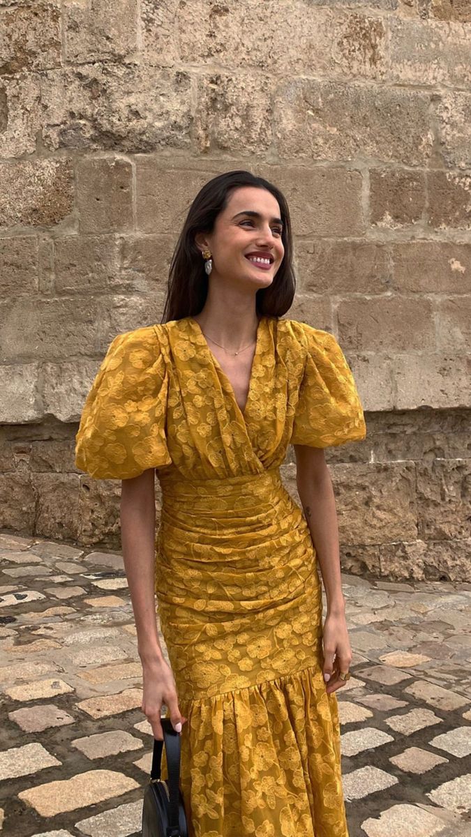 Special Yellow V-neck Lace Short Sleeve Mermaid Evening Dress Prom Dress TP1782