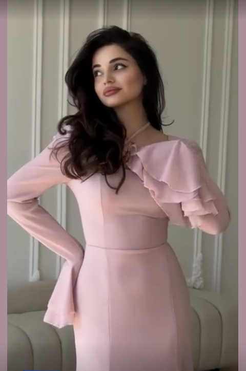 Pink Mermaid Long Sleeve Ruffle Maxi Ball Gown TP1799