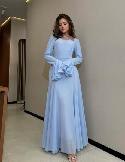 Pink Mermaid Long Sleeve Ruffle Maxi Ball Gown TP1799