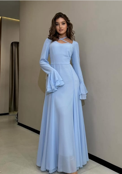 Pink Mermaid Long Sleeve Ruffle Maxi Ball Gown TP1799