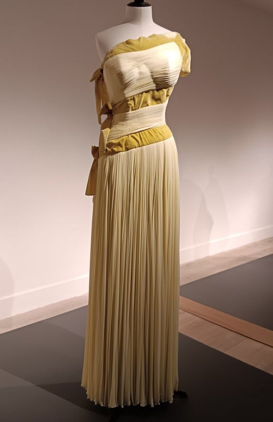 Chic Yellow Strapless Irregular Neck Pleated Ball Gown TP1833