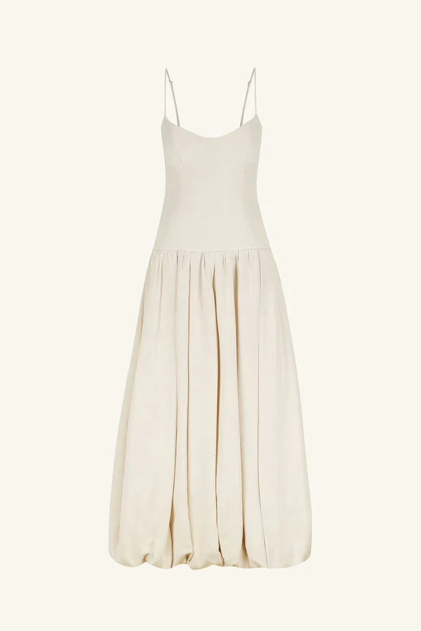 Beige Elegant Spaghetti Strap Midi Bubble Dress TP1842