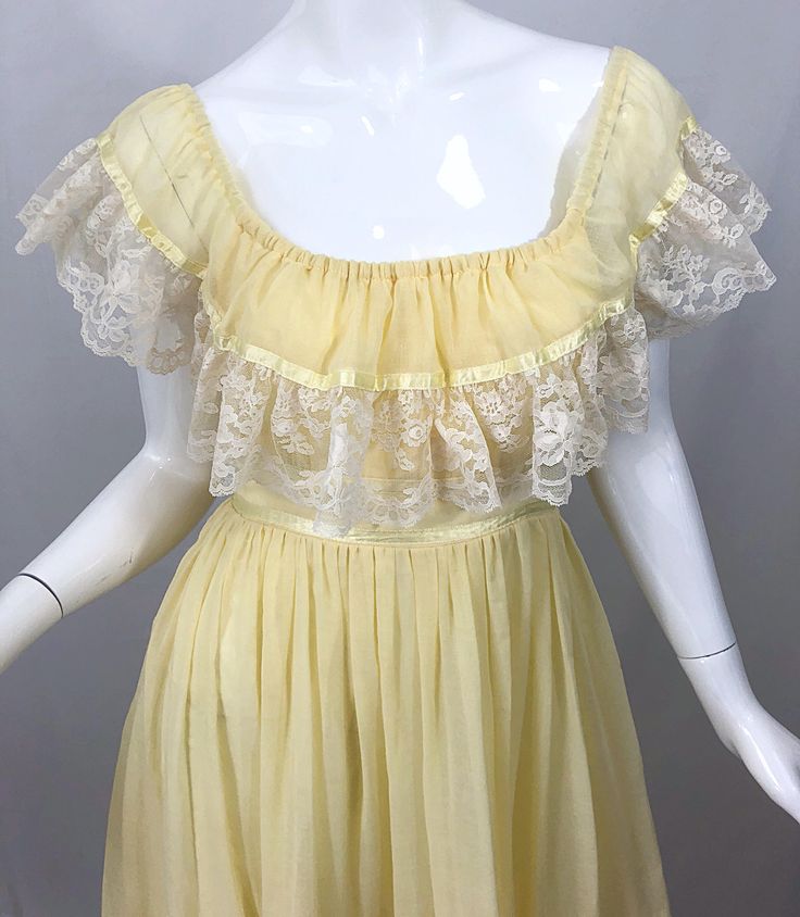 Light Yellow Cotton Tulle Vintage Lace Birthday Party Dress TP1844