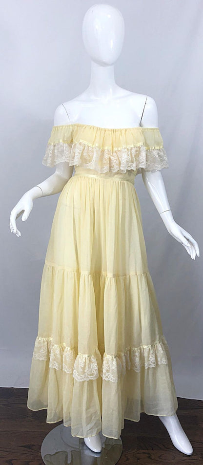 Light Yellow Cotton Tulle Vintage Lace Birthday Party Dress TP1844