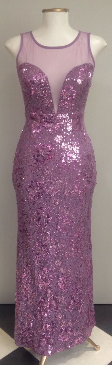 Purple Mermaid Round Neck Sleeveless Sequined Long Ball Gown Evening Dress TP1846