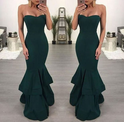 Dark Green Mermaid Off-shoulder Slit Long Party Dance TP1856