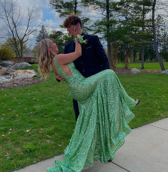 Green Mermaid V Neck Straps Sequined Strap Tail Formal Prom Dress Evening Gown TP1944