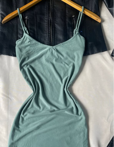 Simple Green Mermaid Spaghetti Strap Bodycon Ankle Length Ball Gown Evening Dress TP1990