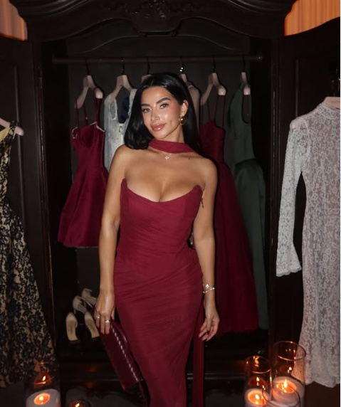 Chic Burgundy Off-the-shoulder Mermaid Floor-length Prom Dress Evening Dress TP1992