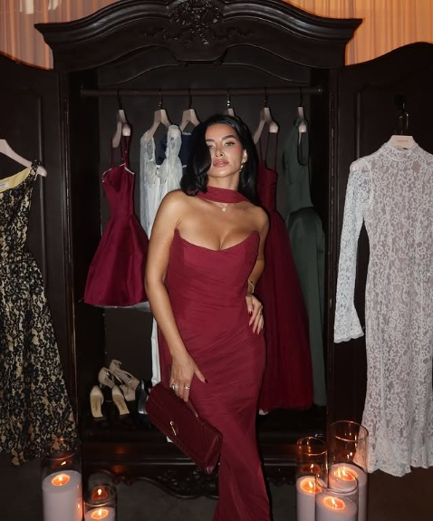 Chic Burgundy Off-the-shoulder Mermaid Floor-length Prom Dress Evening Dress TP1992