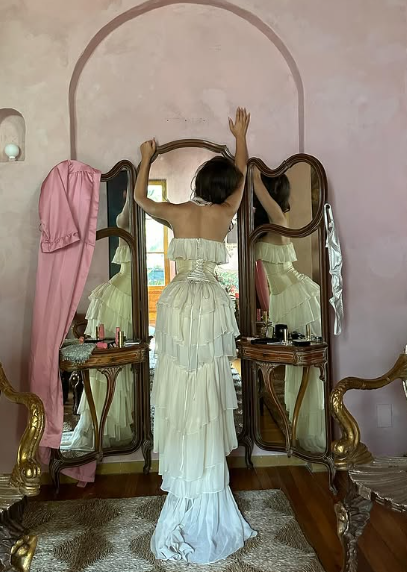 Elegant Ivory Strapless A-Line Tulle Evening Gown Wedding Dress TP2034