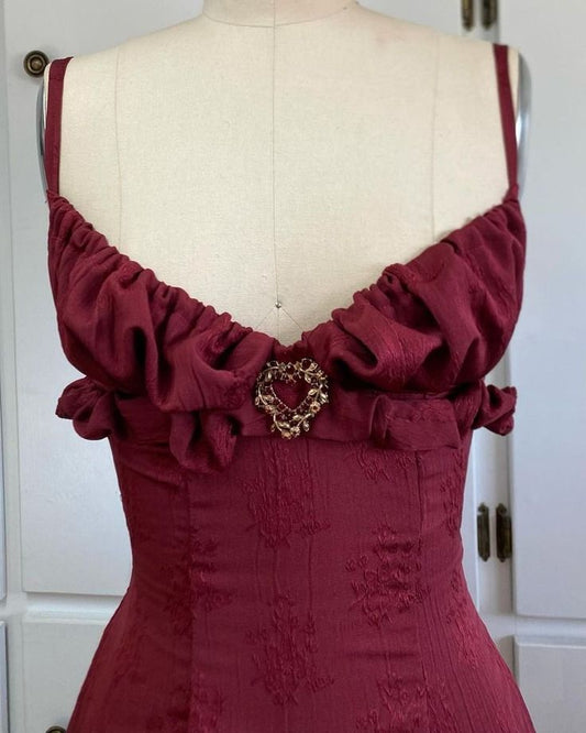 Beautiful Burgundy Strap Short Homecoming Dress TP2035