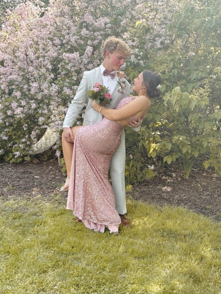 Pink Mermaid One Shoulder Sequin Slit Floor-Mounting Ball Gown Evening Dress TP2049