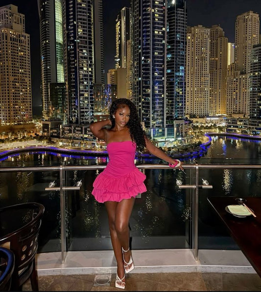 Sexy Bright Pink Mermaid Strapless Sleeveless Short Homecoming Dress TP2060