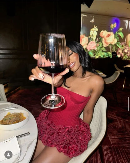 Sexy Burgundy Sweetheart Neck Off-the-shoulder Sleeveless Short Homecoming Dress TP2062