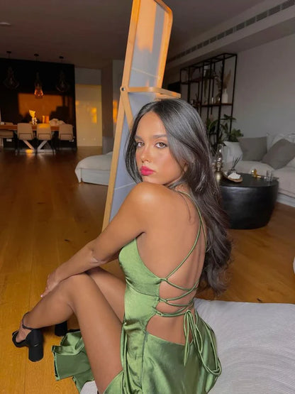 Simple Soft Satin Green Mermaid Off-the-shoulder High Slit Ball Gown Evening Dress TP2066