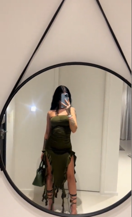 Green Irregular Hem Strapless Ruffled Slit Prom Dress Homecoming Dress TP2069