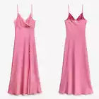 Pretty Pink Spaghetti Strap Slit Birthday Party Dress Prom Dress TP2072