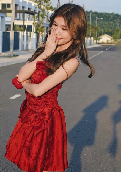 Beautiful Red Spaghetti Strap Bow Short Birthday Party Dress Homecoming Dress TP2074